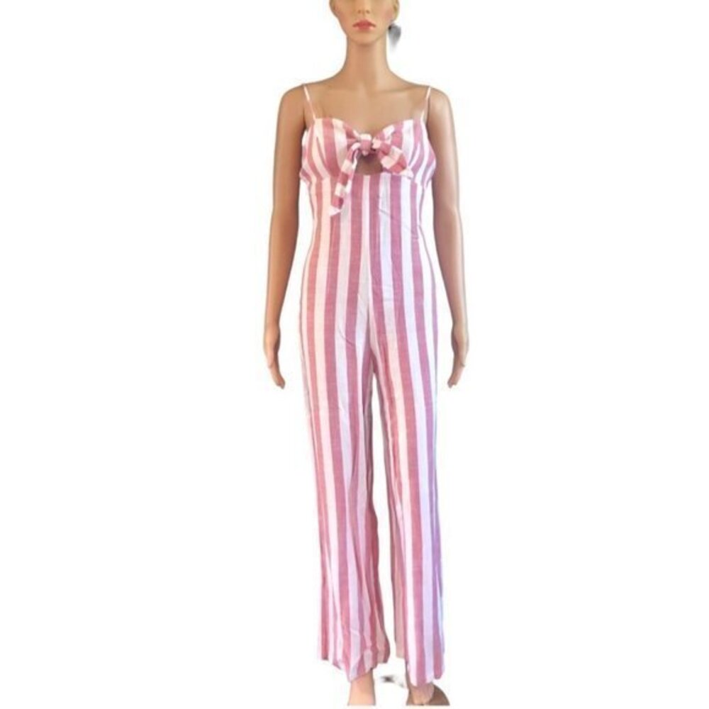 Orange Striped linen jumpsuit size S